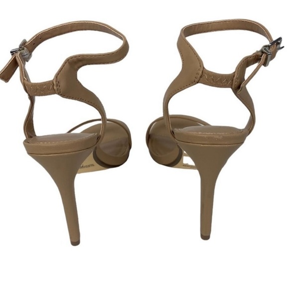 NEW Nordstrom Nude Tan Beige Ankle Strap Heels Minimalist Capsule Wardrobe 8.5 - Picture 2 of 8